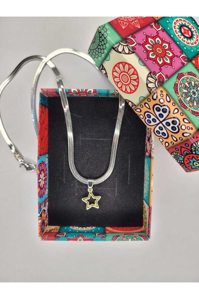 ÖZÇTAKI 316 L Stainless Steel - Anti-Allergic - Non-Tarnish - Italian Chain - Star Design Necklace