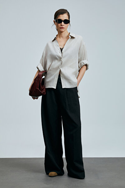 Lufian Juturna Women's Linen Shirt Beige