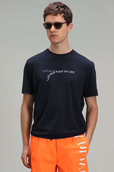 Lufian Stewart Modern Graphic T- Shirt Navy Blue
