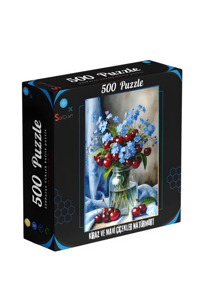 Soi Craft 500 Piece Puzzle Cherry and Blue Flowers Still Life # 261