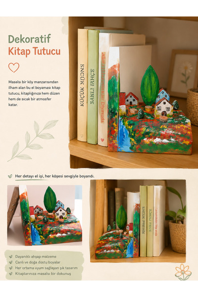 ELSA Köy Konseptli Ahşap Kitap Tutucu