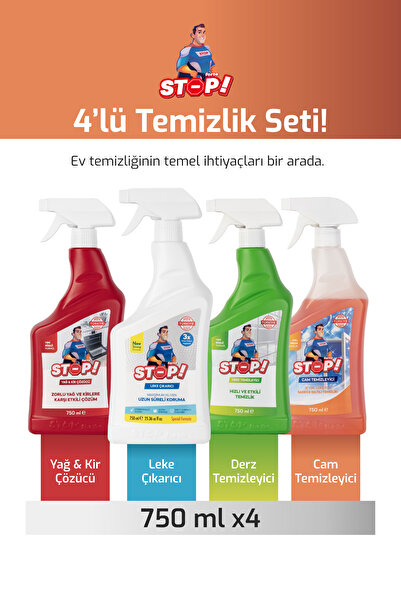 STOP Forte Zorlu Leke Seti 4 x 750 ML Leke,Derz,Yağ,Cam.