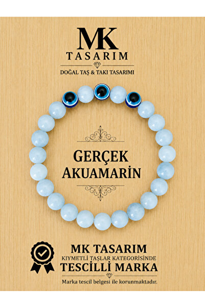 MK tasarım سوار من حجر الأكوامارين الحقيقي - سوار العين الشريرة - MKT.1.101.7...