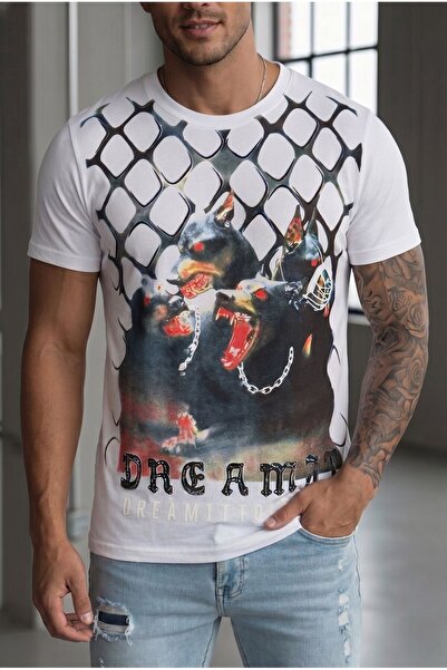 HerTon Men's Design Printed Streetwear Short Sleeve T-Shirt