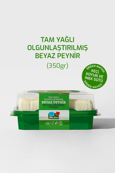 Akdu Tam Yağlı Beyaz Peynir 350 gr - Keçi Sütü Ağırlıklı, Olgunlaştırılmış, Ş...