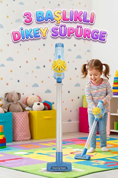Tıfıl Toys 9 Parçalı 3 Farklı Başlı Borulu Fırçalı Süpürge Oyuncağı Evcilik v...
