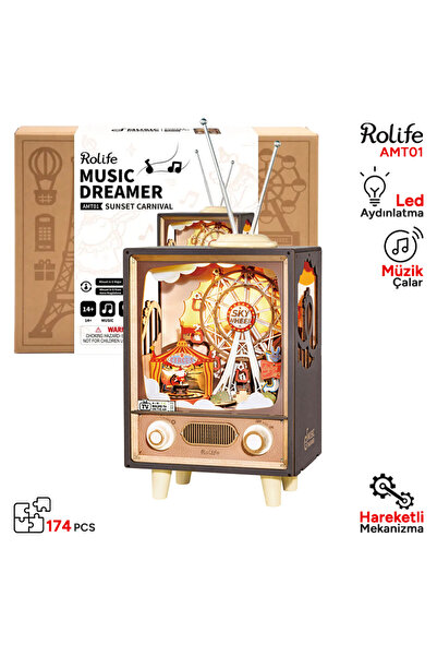 Rolife AMT01 Dönme Dolaplı Müzik Kutusu (Sunset Carnival) DIY Minyatür Maket ...