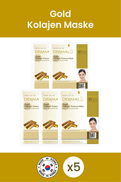 Dermal 23 Gr 5 Pieces - Whitening and Moisturizing Collagen Mask with Gold Es...