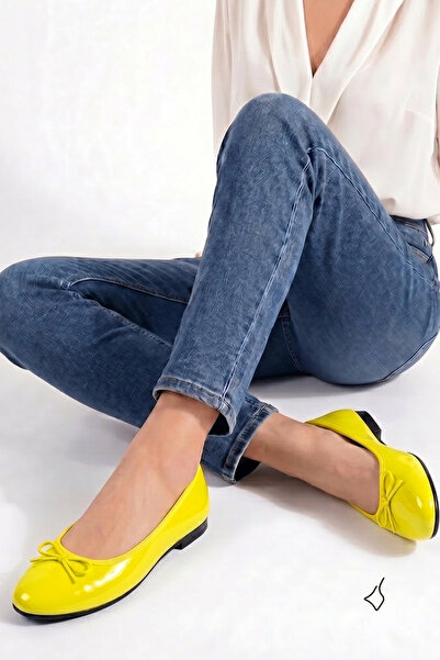 PİMORA Round Toe Bowknot Flat Heeled Orthopedic Classic Closed Ballerinas New...