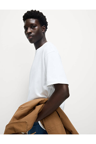 Marks & Spencer Saf Pamuklu Kısa Kollu Oversize T-Shirt