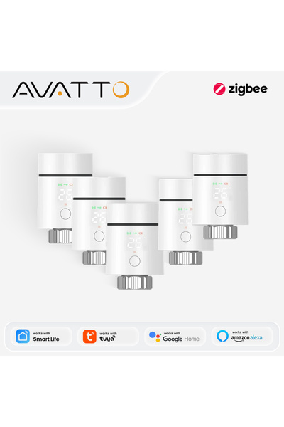 Choice4 صمام رادياتير AVATTO ZigBee 3.0 مكون من 5 قطع، منظم حرارة ذكي TRV للت...