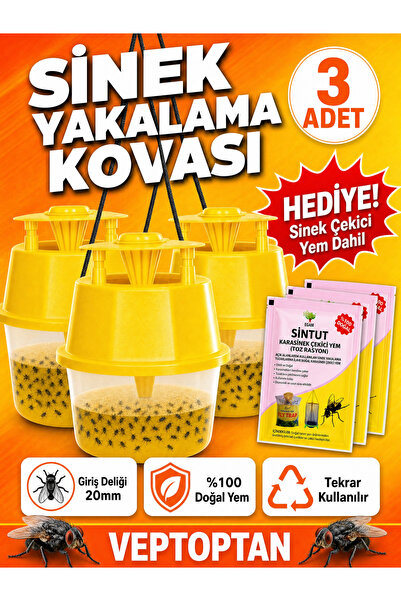 vettoptan 3 Adet Karasinek Tuzağı Kova Kara Sinek Öldürücü Ahır Bahçe Sintut ...
