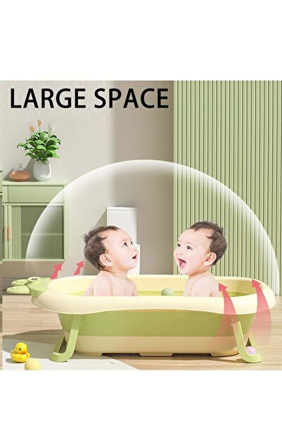 Arabest Collapsible Baby Bathtub with Thermometer, Foldable Infant Tub with D...