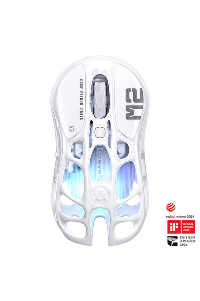 Gravastar Mercury M2 RGB 26.000 DPI Optik Gaming Mouse, Kablosuz, Opaline White