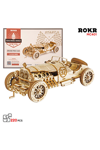 ROKR ROBOTIME MC401 Дървена кола за Гран При, Размери: 22.8 x 15.3 x 1.2 см, ...