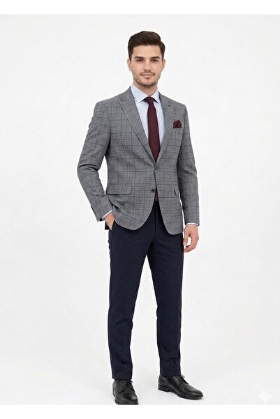 Presto Erkek 6 Drop Slimfit Kareli Ceket Gri “Yeni Sezon – Premium Kumaş – Sı...