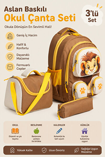 MİECZ BAGS Sevimli Karekter Baskılı Çok Cepli Modern Erkek Kız Çocuk Anaokulu...