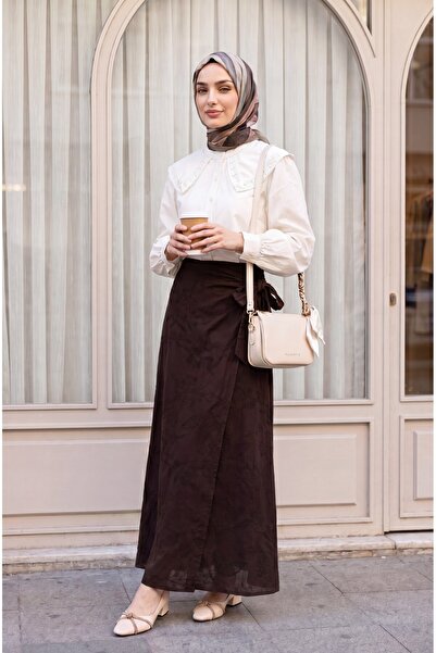 Modamorfo Baby Collar Lace Detailed Buttoned Poplin Shirt -Ecru