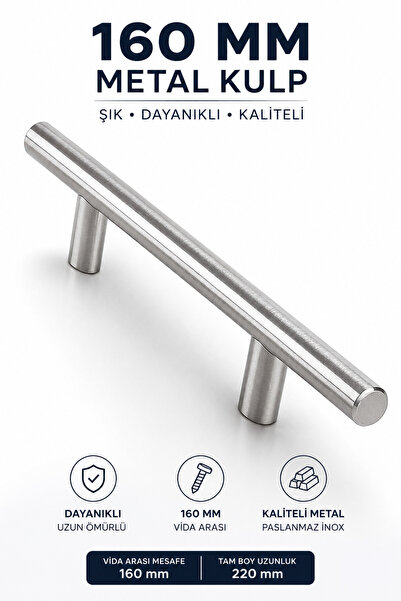 NZB Mobilya Mutfak Çekmece Dolap Kapak Kulpu Kulbu 160 mm İnox Metal Kulp