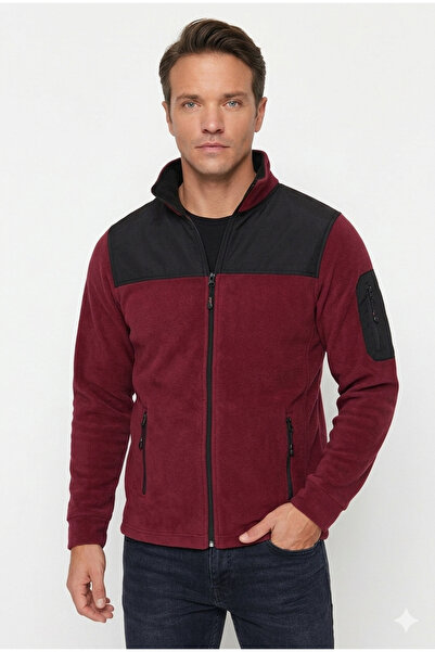 PandaForma Burgundy Unisex Soft Shell Fleece with Pockets