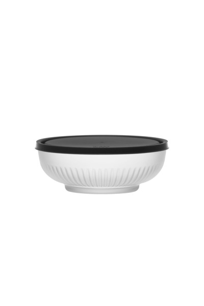 LAV Tokyo Cam Saklama Kabı Tekli Orta Boy 880 ml Mat Beyaz Siyah Plastik Kapa...