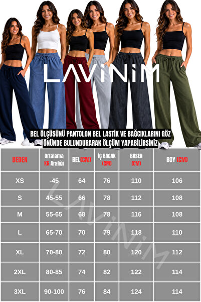 LAVİNİM Kadın Premium Doğal Keten Bol Paça Oversize Yazlık Pantolon