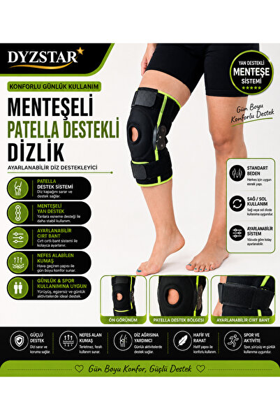 DYZSTAR Menteşeli Patella Destekli Dizlik Ayarlanabilir Cırt Bantlı Diz Deste...