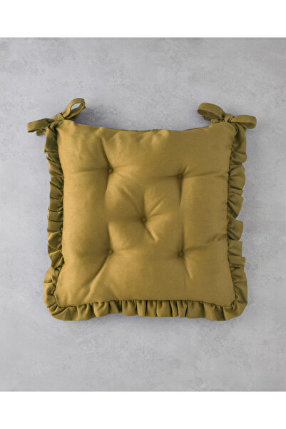 English Home Fırfırlı Sandalye Minderi 40x40 cm Hardal
