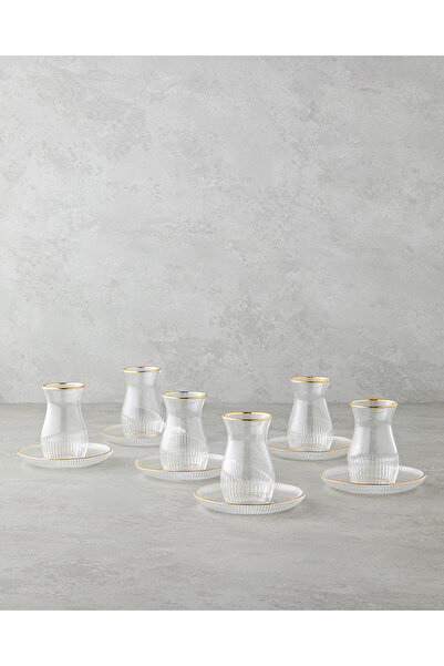 English Home Janice Cam 12 Parça 6 Kişilik Çay Seti 135 ml Gold