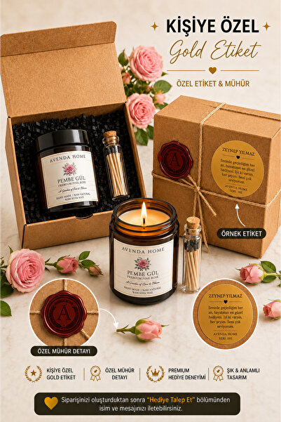 Avenda Home Pembe Gül Kokulu %100 Doğal Soya Aromaterapi Mum – Premium Amber ...