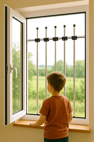PenGüven Portatif Pencere Korkuluğu- Pencere Güvenlik Sistemleri- 5 Çubuklu- ...