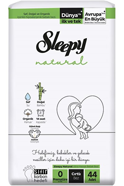 Sleepy Bebek Bezi Natural 0 Beden 0-3 KG Prematüre 44 Adet Fırsat Pk