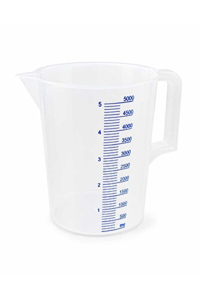 labbakkal Kulplu Plastik Beher 5 Litre - Mavi Skala Ölçü Kabı