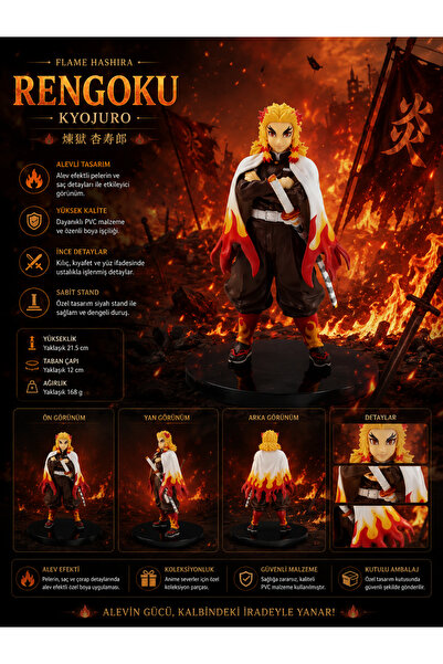 Zigver iblis avcısı 17cm Anime Rengoku Kyoujurou PVC aksiyon figürü dekorasyo...