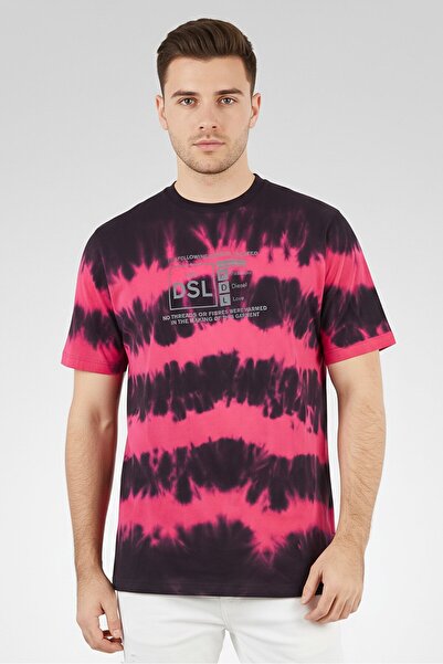 Diesel Men Crew Neck Short Sleeve Printed Tie Dye T Shirt, Multicolor
