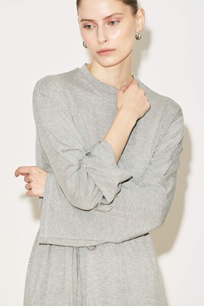 Manuka Easy Belted Comfortable Blouse Gray Melange