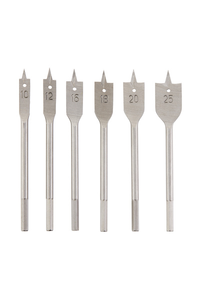 Lawazim Pro7 6-Piece Spade Bit Set 10-25mm - Flat Wood Drill Bits for Power D...