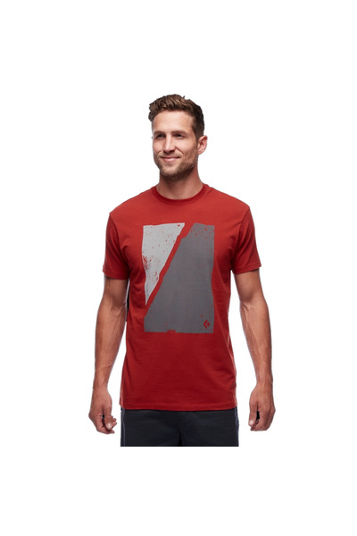 BLACK DİAMOND Men's Block Print Mountain T-shirt - XS - أحمر