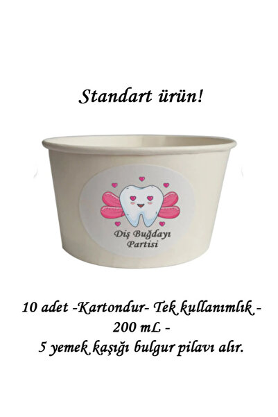 tm tasarı mağazası 10 Adet Pembe Diş Buğdayı Partisi Baskılı Karton Kase 9x5c...
