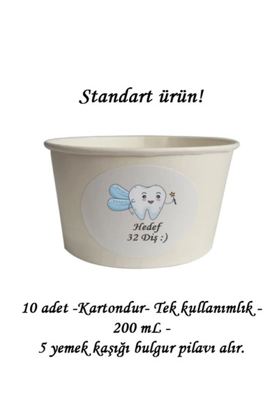 tm tasarı mağazası 10 Adet Mavi Hedef 32 Diş Baskılı Karton Kase 9x5cm - Stan...