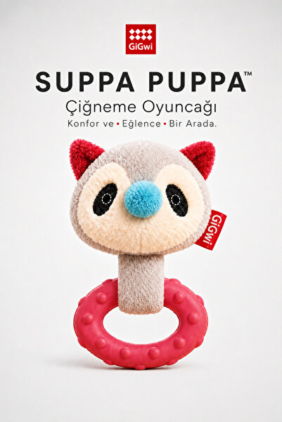 Gigwi Suppa Puppa Serisi Sesli Rakun Peluş Köpek Oyuncağı - Küçük Irk & Yavru...