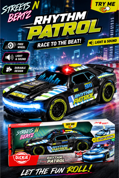 Dickie Toys Rhythm Patrol Car Toy with Changing Lights and Music
