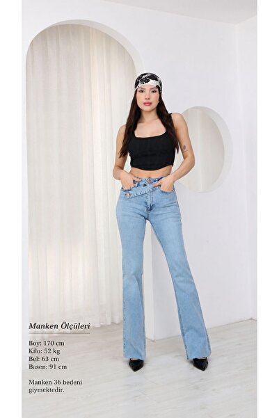 Ucajean UCA JEAN Trend Yüksek Bel İspanyol Paça Kadın Kot Pantolon