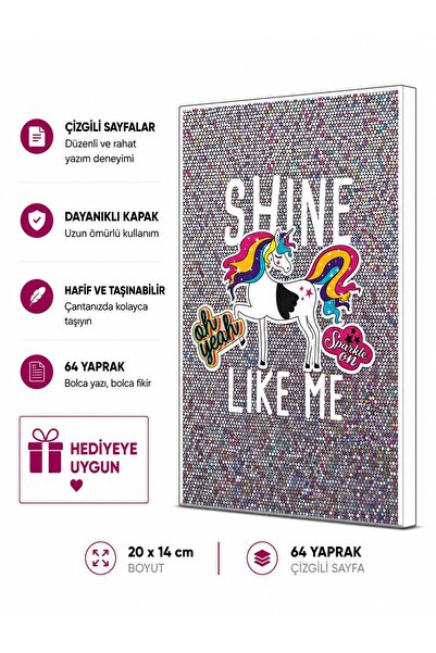 4nio Jednorog Sa deznom Tamno siva Sa šljokicama Sveska - Sjaj