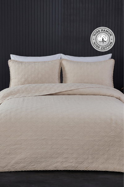 Evlen Home Collection طقم بيكيه مزدوج من القطن 100%، مفرش سرير مخصص للغسيل با...