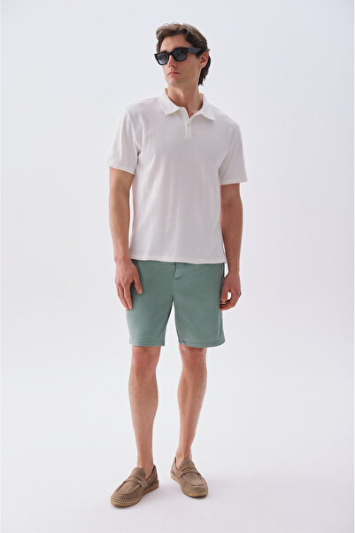 Mudo Erkek Yeşil Gri Straight Fit Chino Şort