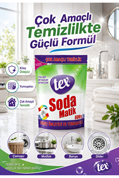 Tex Kireç Önleyici, Yumaşıtıcı Çok Amaçlı Temizlik Soda Matik Çok Amaçlı Temizlik 600 ML Güçlü Formül