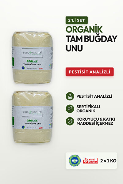 Soul Kitchen Organik Ürünler Organik Sertifikalı Tam Buğday Unu 1000 g 2’li A...