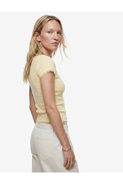 Koton Tricou din bumbac, slim fit, cu mânecă scurtă, cu decolteu bărcuță și d...