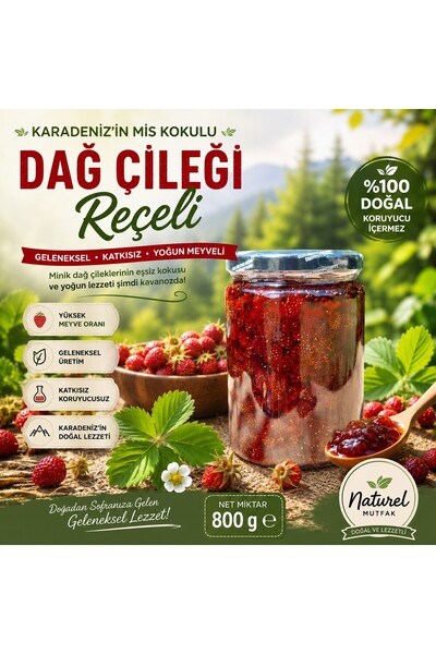 White Organic Dağ Çileği Reçeli Hanifta Reçeli-mayıs Çileği 800 gr Yeni Mahsu...